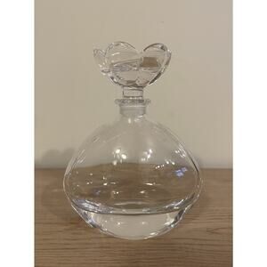 VTG 5” RCR Royal Crystal Rock Glass Oval Perfume Bottle w Flower Stopper